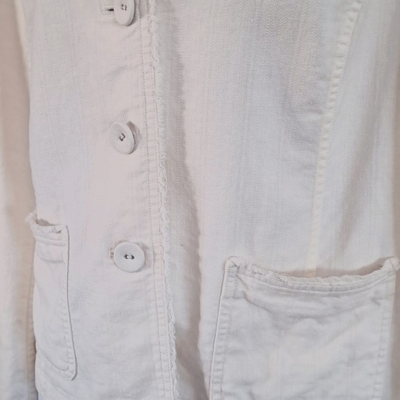 [J. Jill]  Blend Fringe Trim Blazer Jacket In White Size 12 - Picture 3 of 8